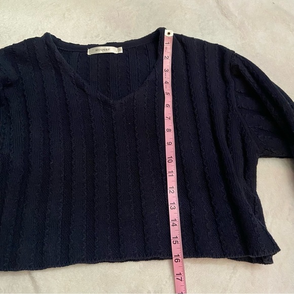 Moussy Ribbed V-Neck Crop ribbed Sweater One Size navy 28184 - Picture 6 of 9